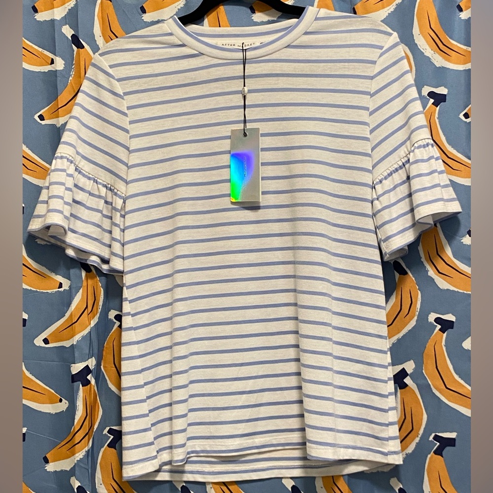Striped Blue and White Women's Top